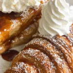 Two croissant French toast servings topped with whipped cream and berries