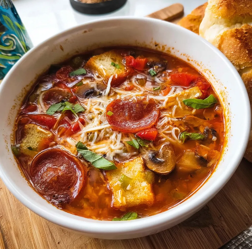 Pizza Soup: The Ultimate Cozy Comfort in a Bowl (Low Carb + Kid Friendly) pizza soup mushrooms