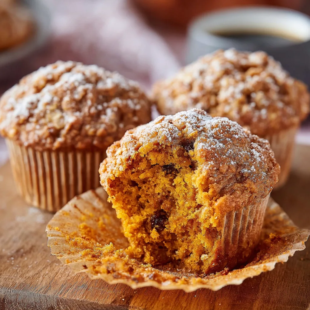 Pumpkin muffins with vanilla glaze drizzle