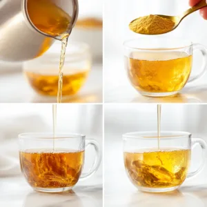 Step by step gelatin trick preparation instructions in four panels